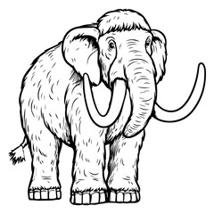 Mammoth: Vector, Line art, Coloring, Wildlife, Animal, Cute