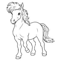 Horse: Vector, Line art, Coloring, Wildlife, Animal, Cute