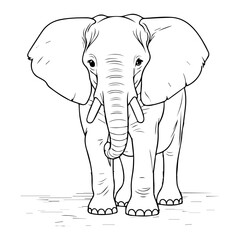Elephant: Vector, Line art, Coloring, Wildlife, Animal, Cute