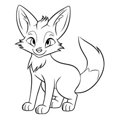Fox: Vector, Line art, Coloring, Wildlife, Animal, Cute
