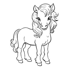 Horse: Vector, Line art, Coloring, Wildlife, Animal, Cute