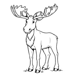 Moose: Vector, Line art, Coloring, Wildlife, Animal, Cute
