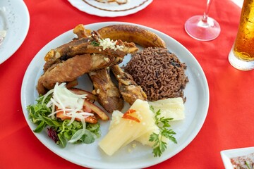 Plate with different type of fresh food