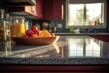 Traditional Granite Kitchen Countertop - Copy Space for Food and Product Presentation - Generative AI