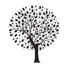 Tree Silhouette Illustration Isolated on White Background