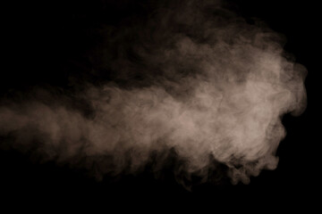 White steam on a black background.