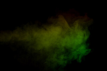 Red and green steam on a black background.