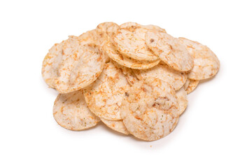 Rice chips isolated on white background.
