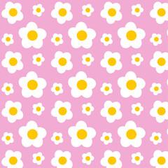 White flowers isolated on pink background. Hand drawn floral seamless pattern vector illustration.