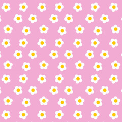 White flowers isolated on pink background. Hand drawn floral seamless pattern vector illustration.