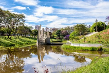 Beautiful shot of the Amphitheater and Lake Vitoria Regia in the city of Bauru, Sao Paulo