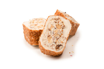 Sweet roll with nuts, turkish sweets.