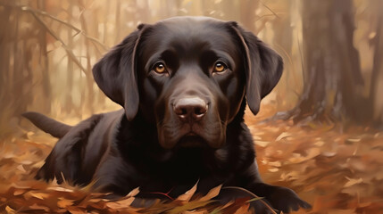 portrait of a black labrador dog