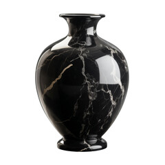 Black marble glossy round vase isolated image