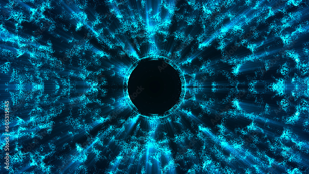 Poster abstract futuristic glowing with blue light round dark sphere space star. big data visualization. ab