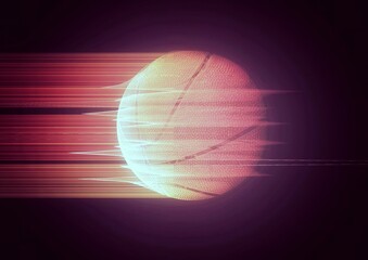 3d illustration of basketball ball with composite image effect in sport concept