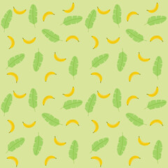 seamless pattern with banana,banana leaf on green background for cloth pattern ,baby fabric, pillow case,towel pattern ,floor tiles,wallpaper ,curtain,tiles pattern, home decorating design,art design