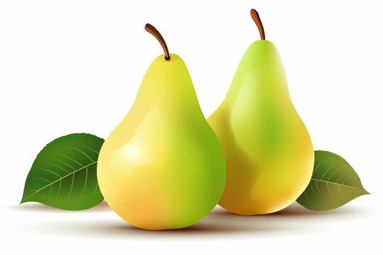 Pears on a white background from generative ai