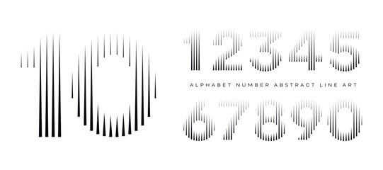 Number Font with Abstract Line Pattern Isolated On White Background