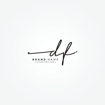 DF Initial Logo in Signature Style for Photography and Fashion Business - Hand Drawn Signature Logo Vector