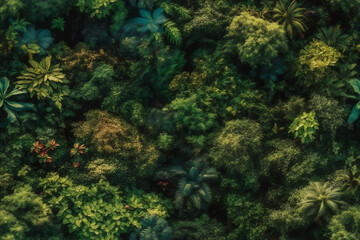 AI generative seamless tropical forest background.