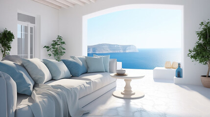 Generative ai of A Luxury apartment terrace in Santorini