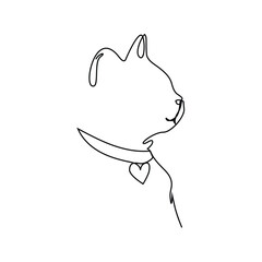 Cat in continuous line art drawing style. Minimalist black linear sketch isolated on white background. Vector illustration