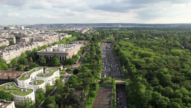 Bois de Boulogne Park in Paris, France, 4K drone shot