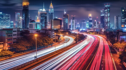 Fototapeta na wymiar abstract blur city traffic at night motion