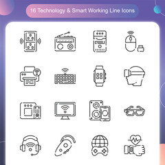 Technology & Smart Working Vector Solid icon set illustration Set 03