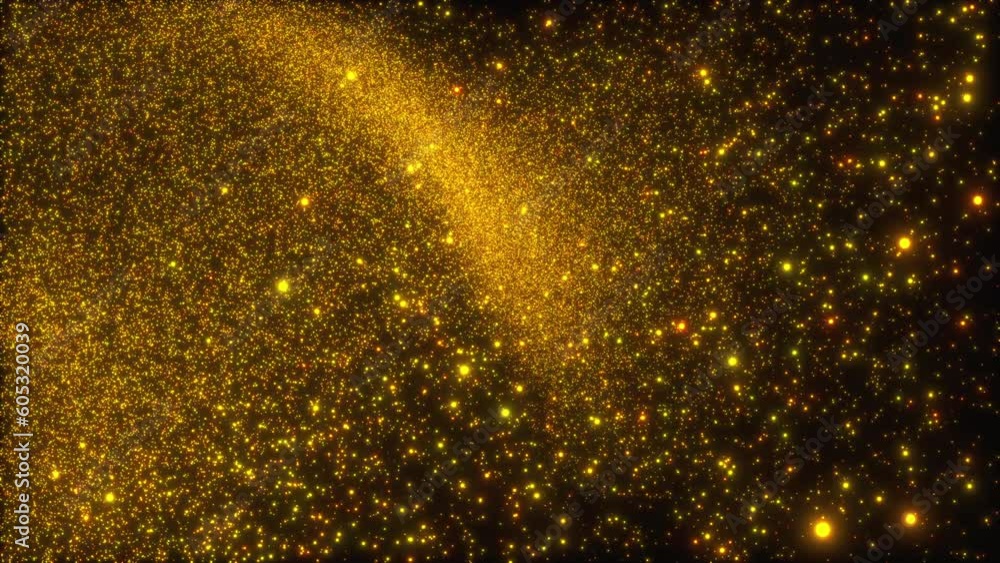 Poster small gold particles. computer generated 3d render