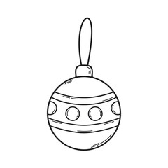 Christmas ball vector icon. Christmas decoration. Ball with an ornament. Hand drawn illustration.