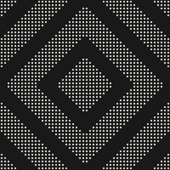 Black and white vector geometric seamless pattern with lines, stripes made for small dots. Vector abstract monochrome graphic texture. Simple minimal dotted background. Modern dark repeat geo design