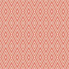 Vector geometric seamless pattern. Abstract graphic background with diamonds, rhombuses, grid. Trendy pink and orange color. 1970s style ornament. Repeat retro vintage geo design for decor, print