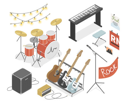 Electronic instruments - modern vector colorful isometric illustrations set