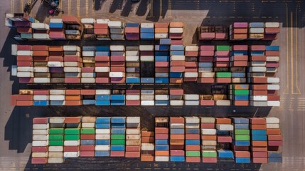 Container yard showcases rows of stacked shipping containers. Streamlined logistics and seamless distribution. AI-generated.
