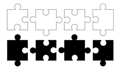 puzzle vector set of black silhouettes of puzzle