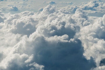 Aerial view on fluffy clouds only