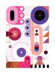 Gordijnen Decorative mix of abstract geometric shapes and design elements, vector background.  ©  danjazzia