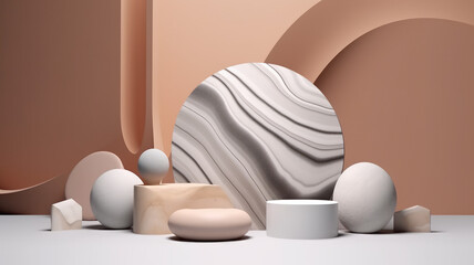 Abstract background Scene for cosmetic Product and Package Presentation, Stone Podium Display, 3d rendering.