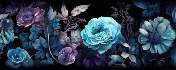 Dark Beauty Flowers Abstract Background Generative AI 