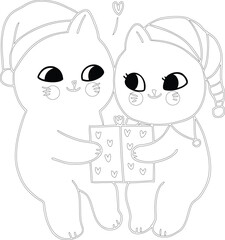 Cartoon Cats in Hats Reading a book
