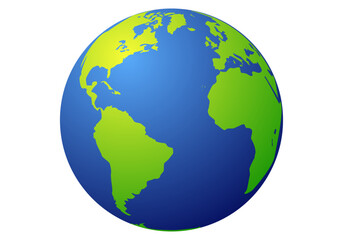 Icono del planeta Tierra en verde y azul con volumen
