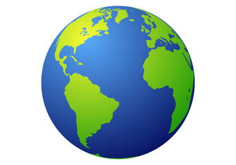 Icono del planeta Tierra en verde y azul con volumen © Montsilus