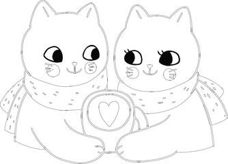 Cartoon Cats in Love