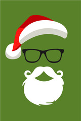 Trendy Santa Claus: Vector Graphic Illustration of Hipster Santa with Beard and Classic Hat
