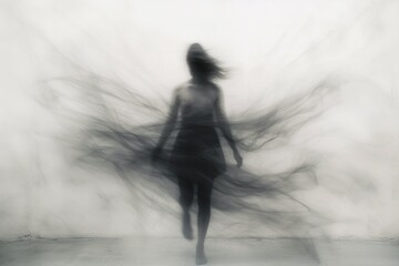 Obraz na płótnie Canvas Emotional Blurry Silhouette of a Woman