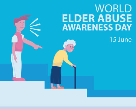 illustration vector graphic of a grandmother was scolded by a man when he came down the stairs, perfect for international day, world abuse elder awareness day, celebrate, greeting card, etc.