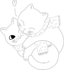 Cartoon Cats Cuddling in love