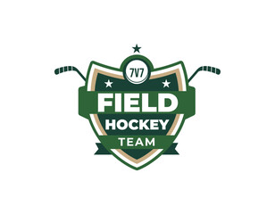 Green Field Hockey Team and Competition Logo Design Template